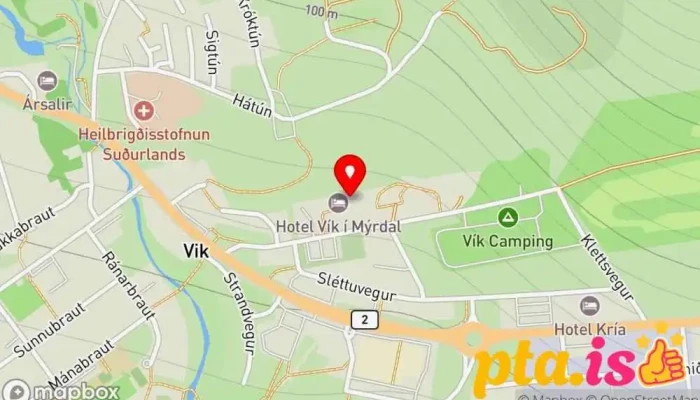 kort yfir Berg Restaurant Veitingastaður í Vík