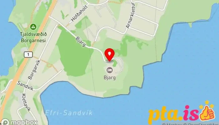 kort yfir Bjarg Borgarnes Gistiheimili, Gistiheimili með morgunmat, Bústaður, Leiguhúsnæði með sameiginlegu eldhúsi, Sumarleyfisíbúð í Borgarnes