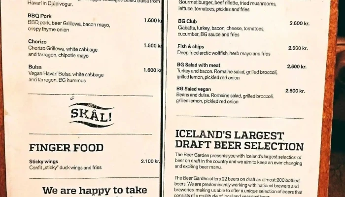 Bjorgardurinn Matsedill - Reykjavík