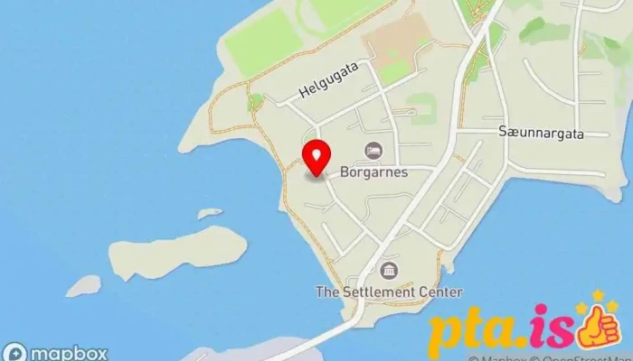 kort yfir Blómasetrið - Kaffi Kyrrð Kaffihús, Gjafavöruverslun, Gististaður í Borgarnes