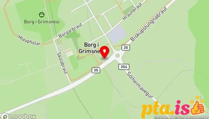 kort yfir Borg í Grímsnesi Bus stop í Borg