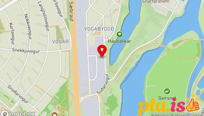kort yfir Dolli Raflagnahönnun Skrifstofa fyrirtækis í Reykjavík
