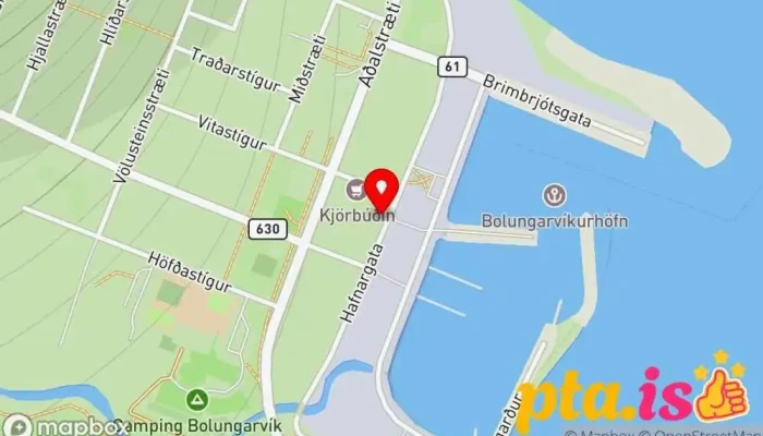 kort yfir Einarshúsið Veitingastaður í Bolungarvík
