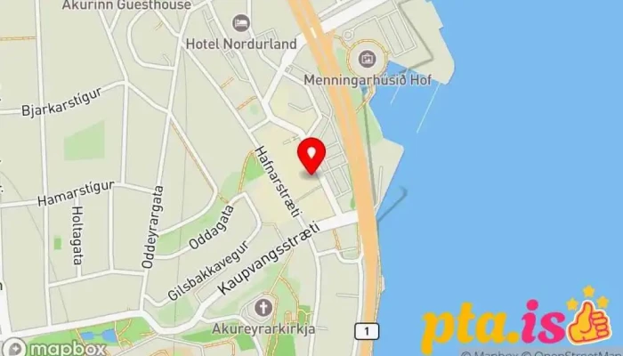kort yfir Eining-Iðja Stéttarfélag í Akureyri