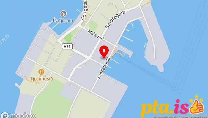 kort yfir Fiskbúð Sjávarfangs Markaður með sjávarfang í Ísafjörður