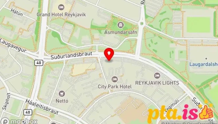 kort yfir Fjarskiptastofa Opinber skrifstofa í Reykjavík