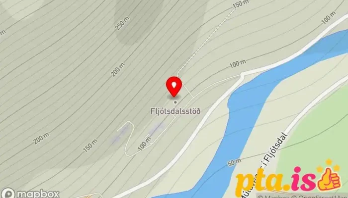 kort yfir Fljótsdalsstöð Raforkuver í Múlavegur í fljótsdal