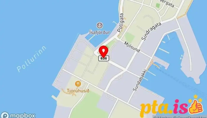 kort yfir Flöskumóttaka á Ísafirði Endurvinnslustöð í Ísafjörður