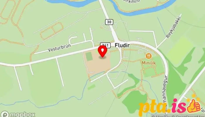 kort yfir Flúðaskóli Undirbúningsskóli í Flúðir