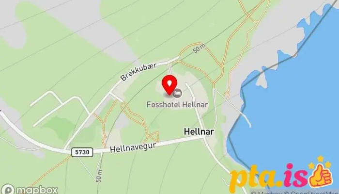 kort yfir Fosshótel Hellnar Hótel, Veitingastaður í Snaefellsbaer