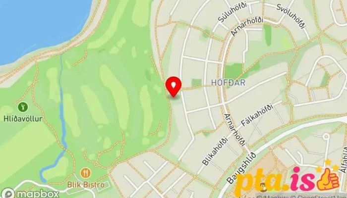 kort yfir Fótboltavöllur Fótboltavöllur í Mosfellsbær