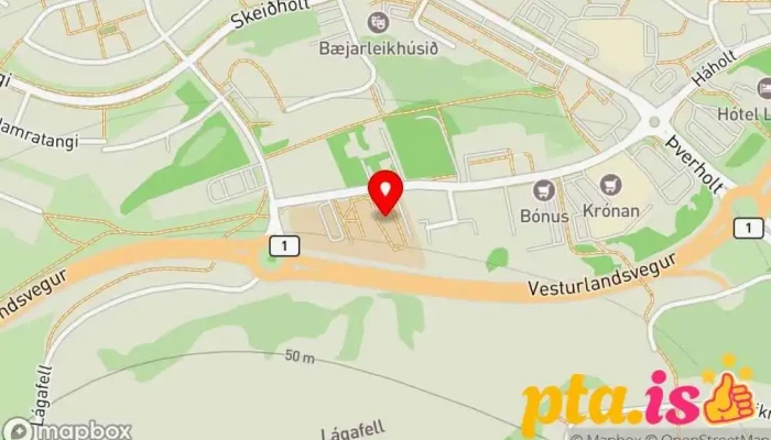 kort yfir Framhaldsskólinn í Mosfellsbæ Menntaskóli í Mosfellsbær
