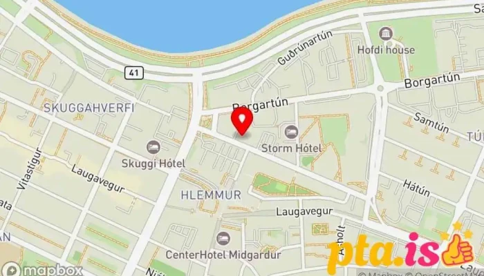 kort yfir Frímúrarareglan á Íslandi  í Reykjavík