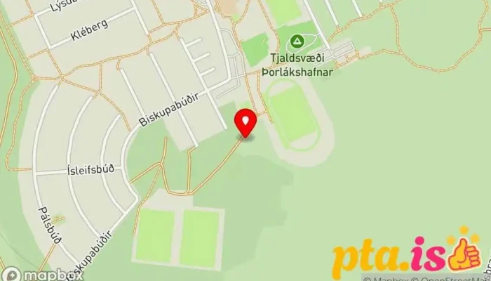 kort yfir Frisbígolfvöllurinn Þorlákshöfn Folfvöllur í Þorlákshöfn
