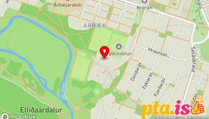 kort yfir Fylkir Íþróttir í Reykjavík