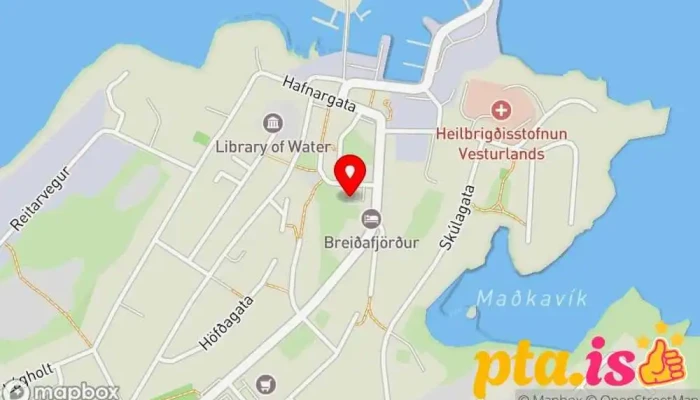 kort yfir Galleri Lundi Handíðir í Stykkishólmur