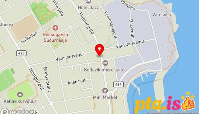 kort yfir GeoSilica Iceland Vítamína- og bætiefnaverslun, Gjafavöruverslun í Keflavík