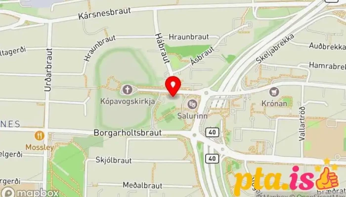 kort yfir Gerðarsafn Listasafn Kópavogs Nýlistasafn, Kaffihús, Skúlptúrasafn, Ferðamannastaður í Kópavogur