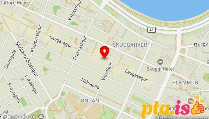 kort yfir Gjafir Jardar Verslun með steina í Reykjavík
