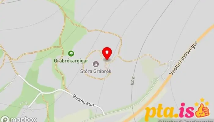 kort yfir Grábrók Ferðamannastaður í Bifröst