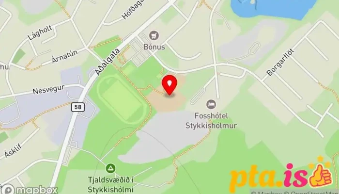 kort yfir Grunnskóli Stykkishólms Skóli í Stykkishólmur