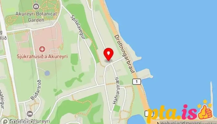 kort yfir Háaloftið Húsgagna- og heimilisvöruverslun í Akureyri