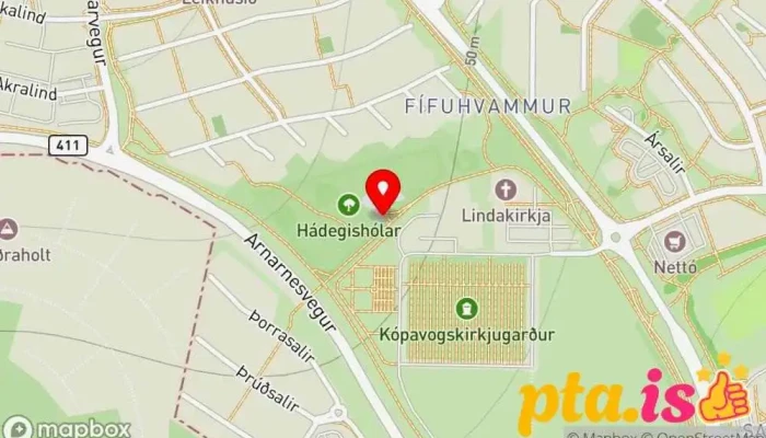 kort yfir Hádegishólar Göngusvæði í Kópavogur