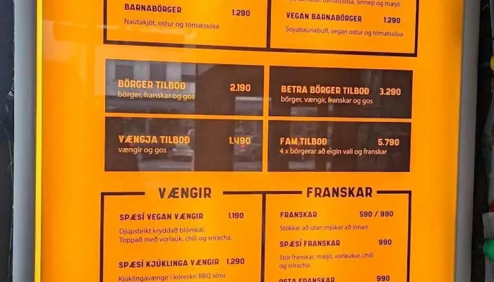 Hagavagninn -  Matsedill - Reykjavík
