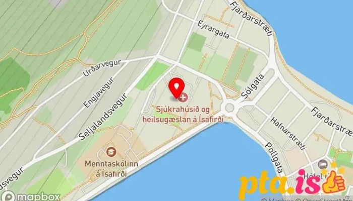 kort yfir Heilbrigðisstofnun Vestfjarða Sjúkrahús, Heilsugæslustöð í Ísafjörður