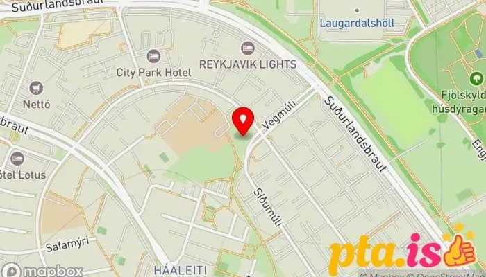 kort yfir Hljóðbylgja (Vatnsflautan) Skúlptúr í Reykjavík
