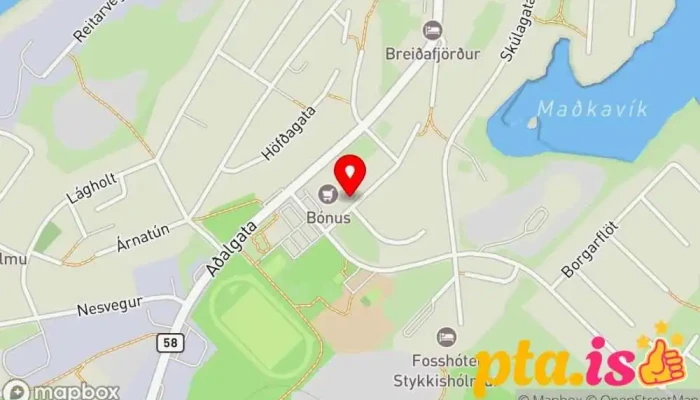 kort yfir Holiday Guesthouse Gistiheimili með morgunmat í Stykkishólmur