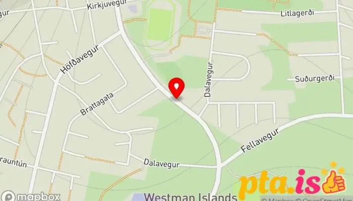 kort yfir Höllin í Vestmannaeyjum Ráðstefnuhús í Vestmannaeyjabær