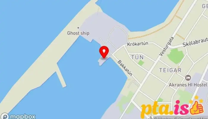 kort yfir Hoppland Vatnsrennibrautagarður í Akranes