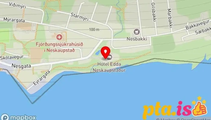 kort yfir Hotel Edda Neskaupstadur Hótel í Fjarðabyggð