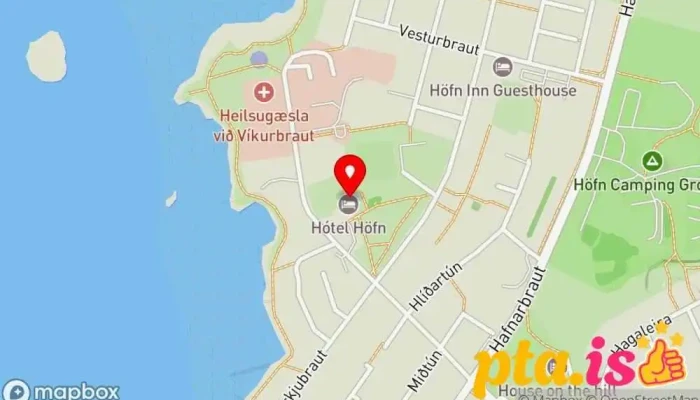kort yfir Hótel Höfn Hótel í Höfn í Hornafirði