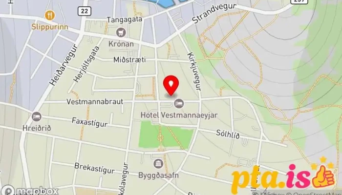 kort yfir Hótel Vestmannaeyjar Hótel í Vestmannaeyjabær