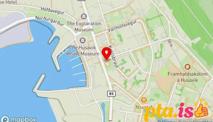 kort yfir Húsavíkurkirkja Lútersk kirkja, Ferðamannastaður í Húsavík