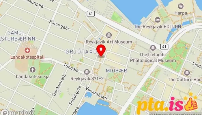 kort yfir Ingólfstorg Almenningsgarður, Ferðamannastaður í Reykjavík