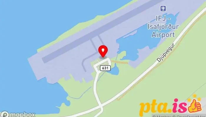 kort yfir Ísafjarðarflugvöllur (IFJ) Flugvöllur í Ísafjörður