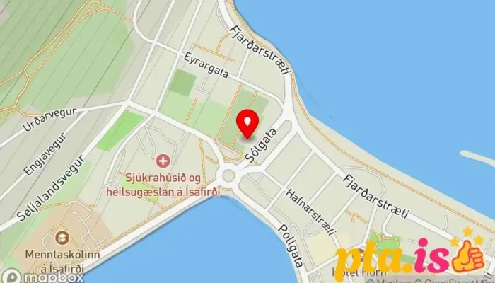 kort yfir Ísafjarðarkirkja Lútersk kirkja í Ísafjörður