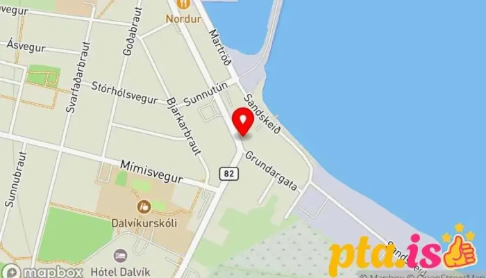 kort yfir Kaffihûs Bakkabrædra Kaffihús, Krá í Dalvík