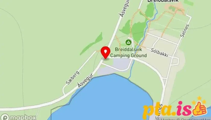 kort yfir Kaupfjelagið Art and Craft Cafe Kaffihús í Breiðdalsvík