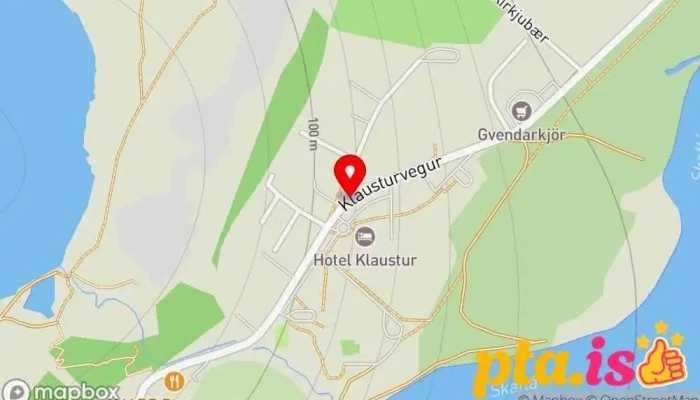 kort yfir Kirkjubæjarklaustur  í Kirkjubæjarklaustur