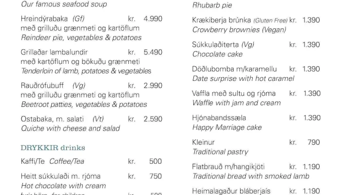 Klausturkaffi -  Matsedill - Egilsstadir