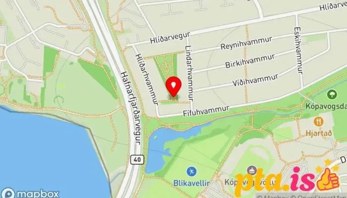 kort yfir Klifurgrind Leikvöllur í Kópavogur