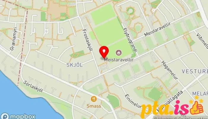 kort yfir KR völlurinn Íþróttafélag í Reykjavík
