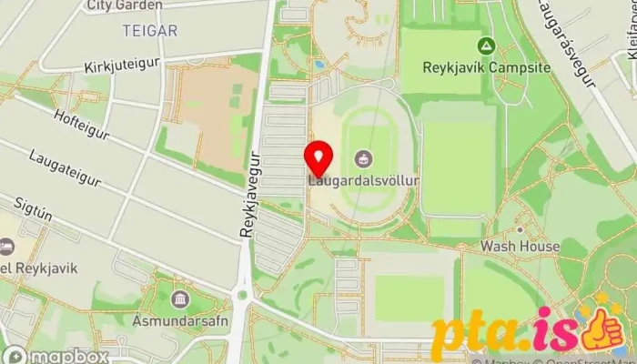 kort yfir KSÍ Íþróttafélag í Reykjavík