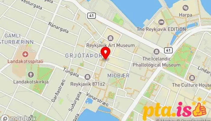 kort yfir Kvosin  í Reykjavík