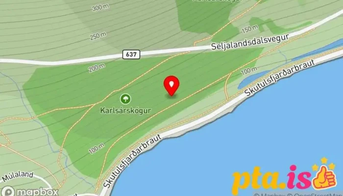 kort yfir Lautarborð Almenningsgarður í Ísafjörður