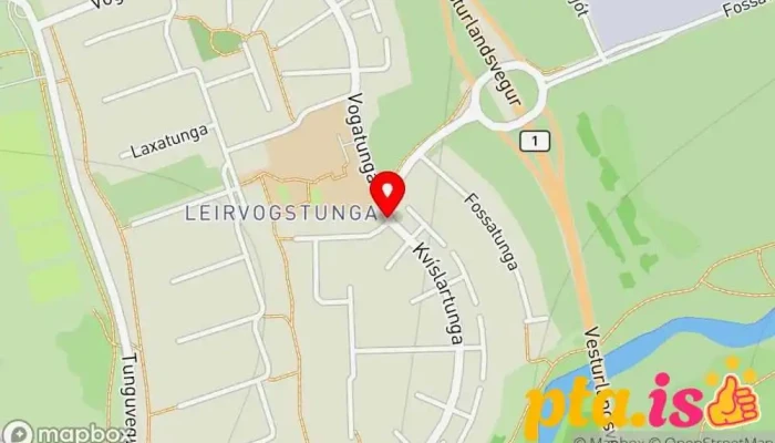 kort yfir Leirvogstunga  í Mosfellsbær